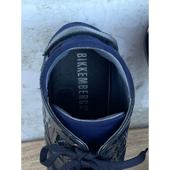 Bikkembergs Navy Patent Leather High Top Sneakers Streetwear size 40/ 9.5 - Picture 2 of 11